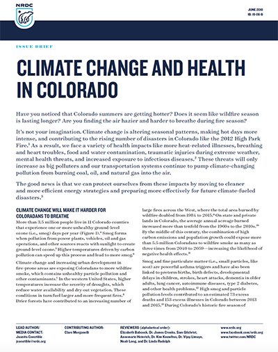 NRDC Issue Brief: Climate Change and Health in Colorado