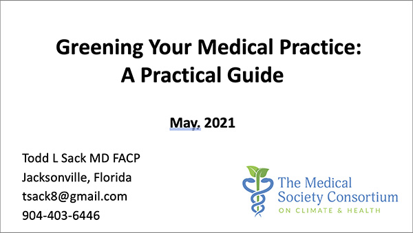 Workshop 2: Greening your Medical Practice