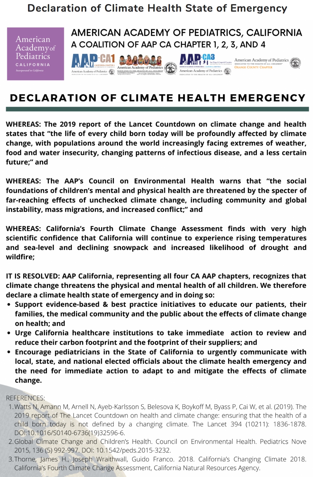 Declaration of Climate Health State of Emergency