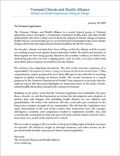 Letter to the Legislature