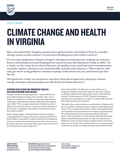 NRDC Issue Brief: Climate Change and Health in Virginia